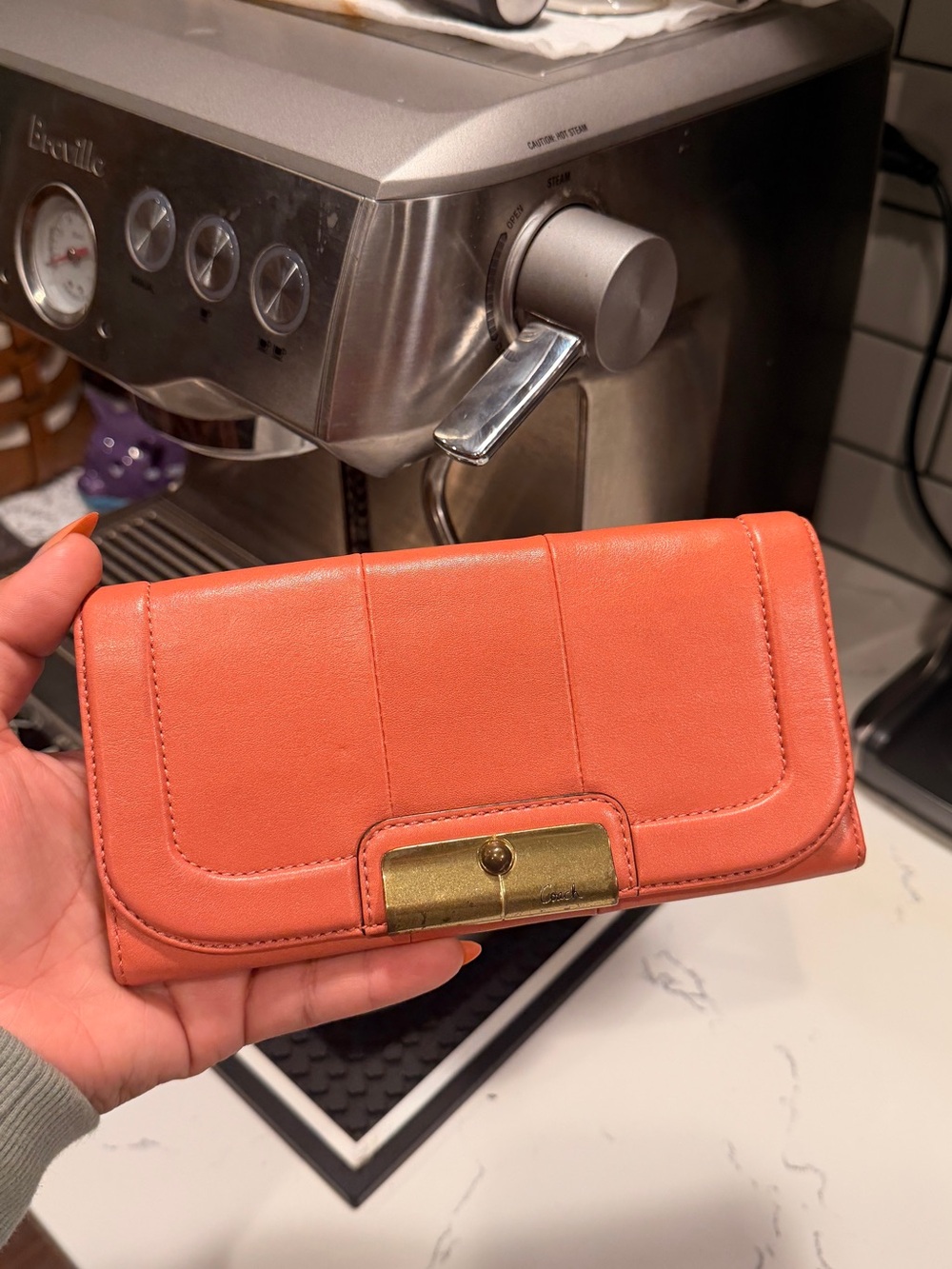 Coach Kristin Coral Pink Leather Wallet